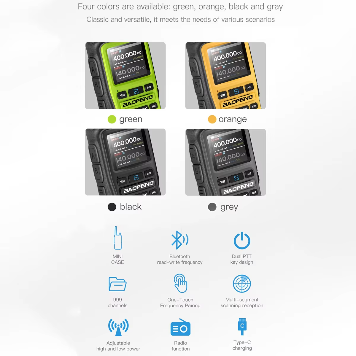 Radio portable analogique bidirectionnelle Baofeng UV-5R Mini 